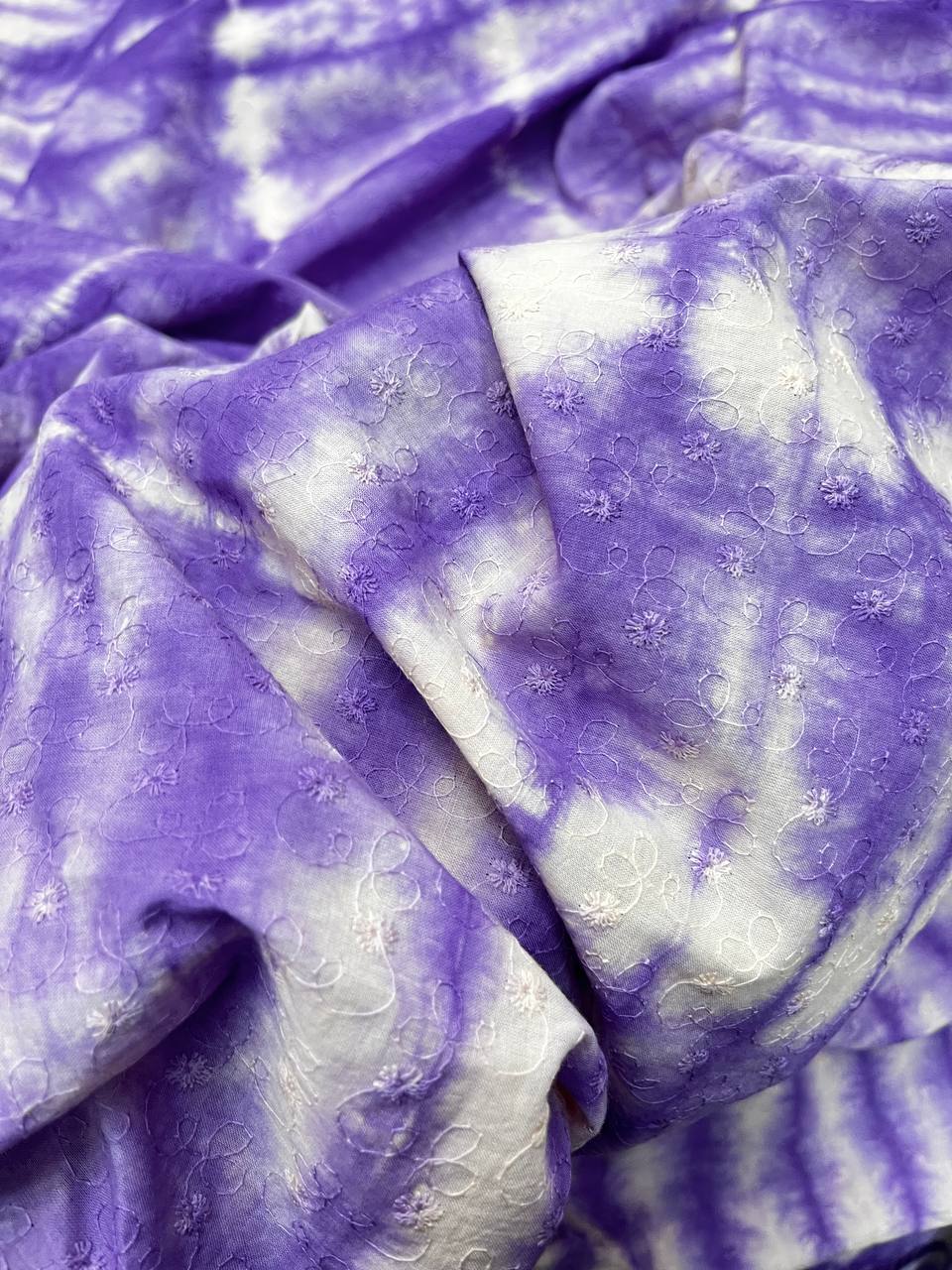 Premium Pure Lakhnawi Embroidery On Shibori Cotton FABRIC (Big WIDTH!!)