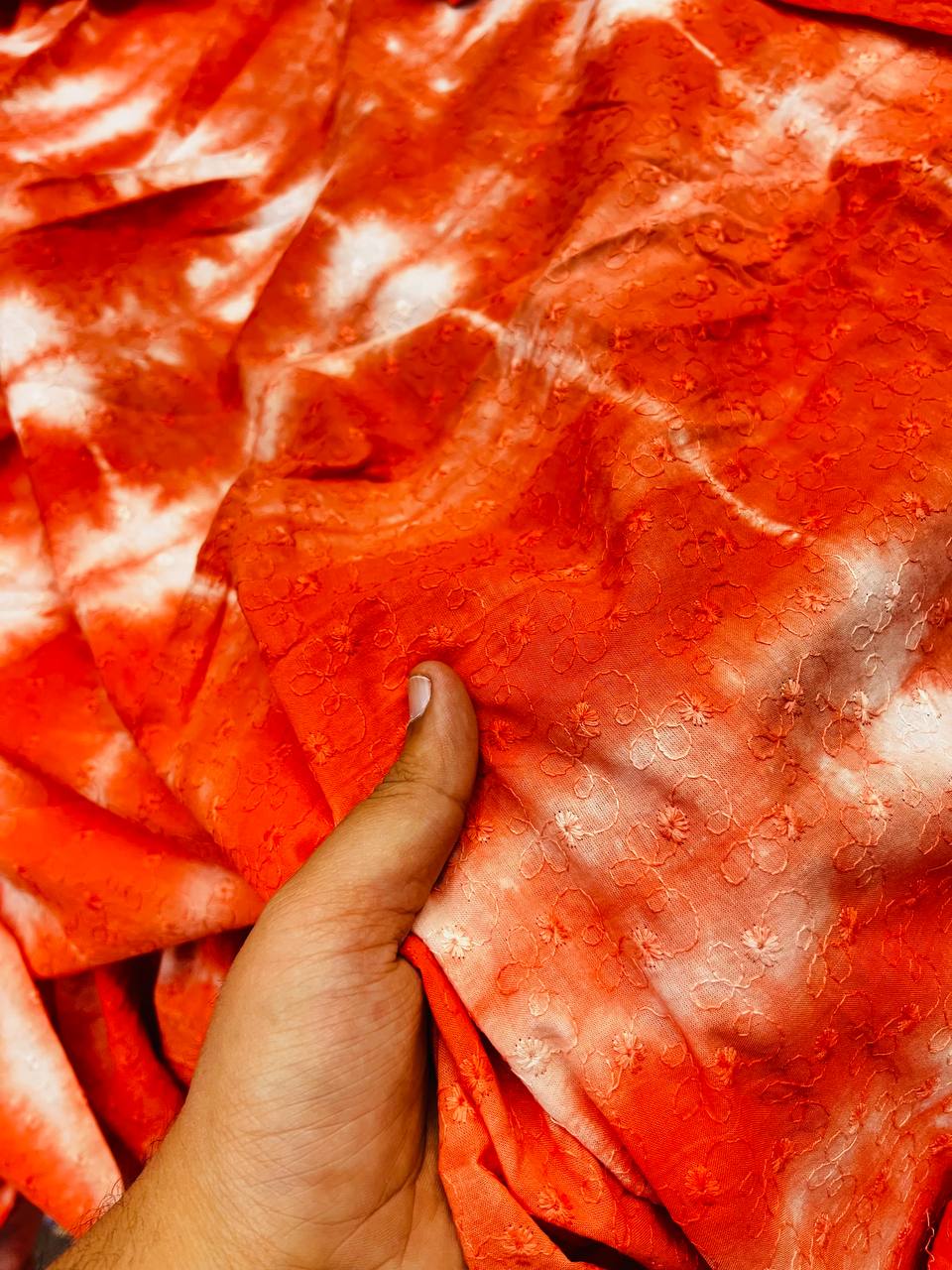 Premium Pure Lakhnawi Embroidery On Shibori Cotton FABRIC (Big WIDTH!!)