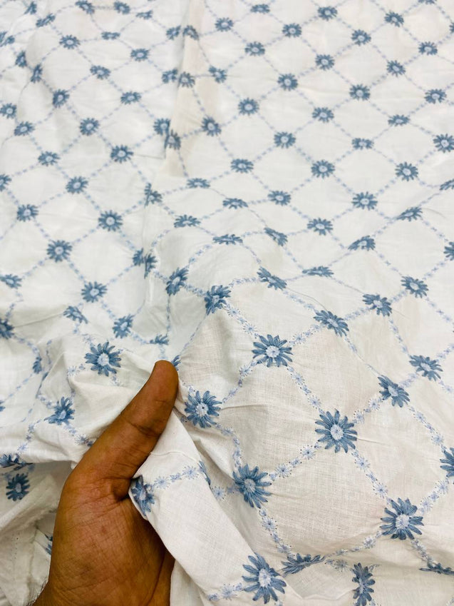 Premium Fine Chikankari On Pure Cotton 80*80 FABRIC (Big WIDTH!!)