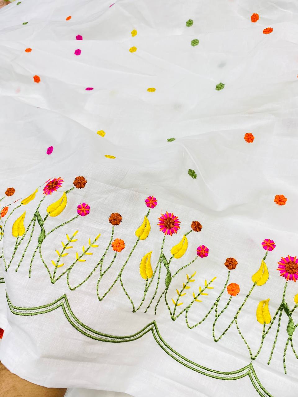 Most Premium Export Quality Of Pure Cotton FABRIC With Fine Embroidery Work (Big WIDTH!!)