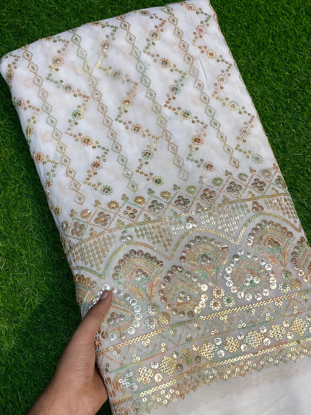 Premium Pure Viscose Dyeable Quality Of Georgette With Sequin Embroidery