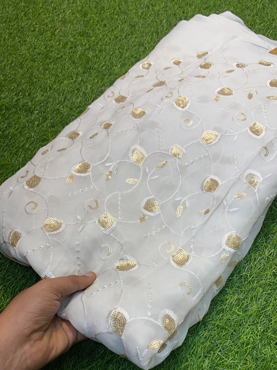 Premium Pure Viscose Dyeable Quality Of Georgette With Sequin Embroidery