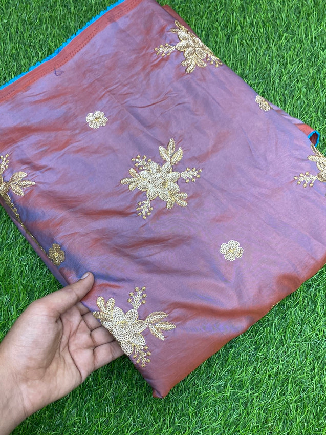 PREMIUM PURE EMBROIDERED SILK FABRIC On SALE Cut Size Of. 4.50 Meter