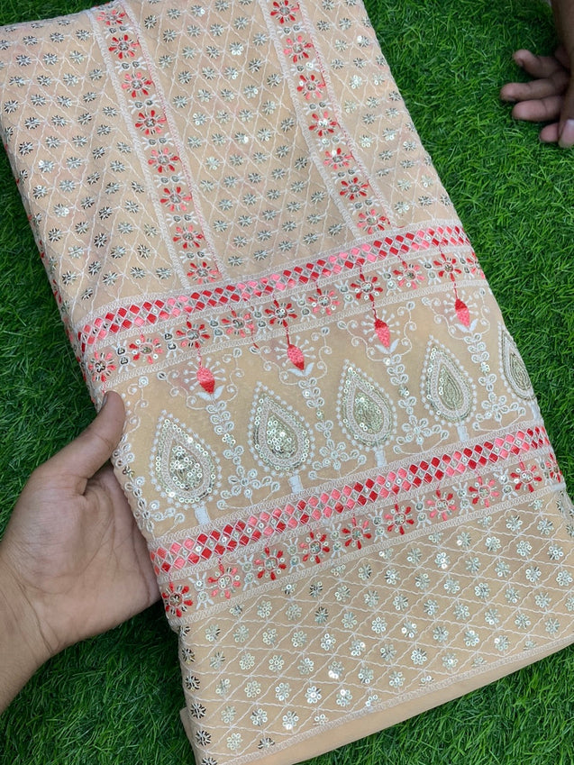 PREMIUM EMBROIDERED GEORGETTE Fabric On SALE Cut Size Of. 3 Meter