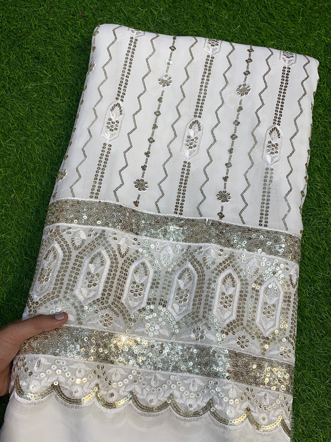 Premium Pure Viscose Dyeable Quality Of Georgette With Sequin Embroidery