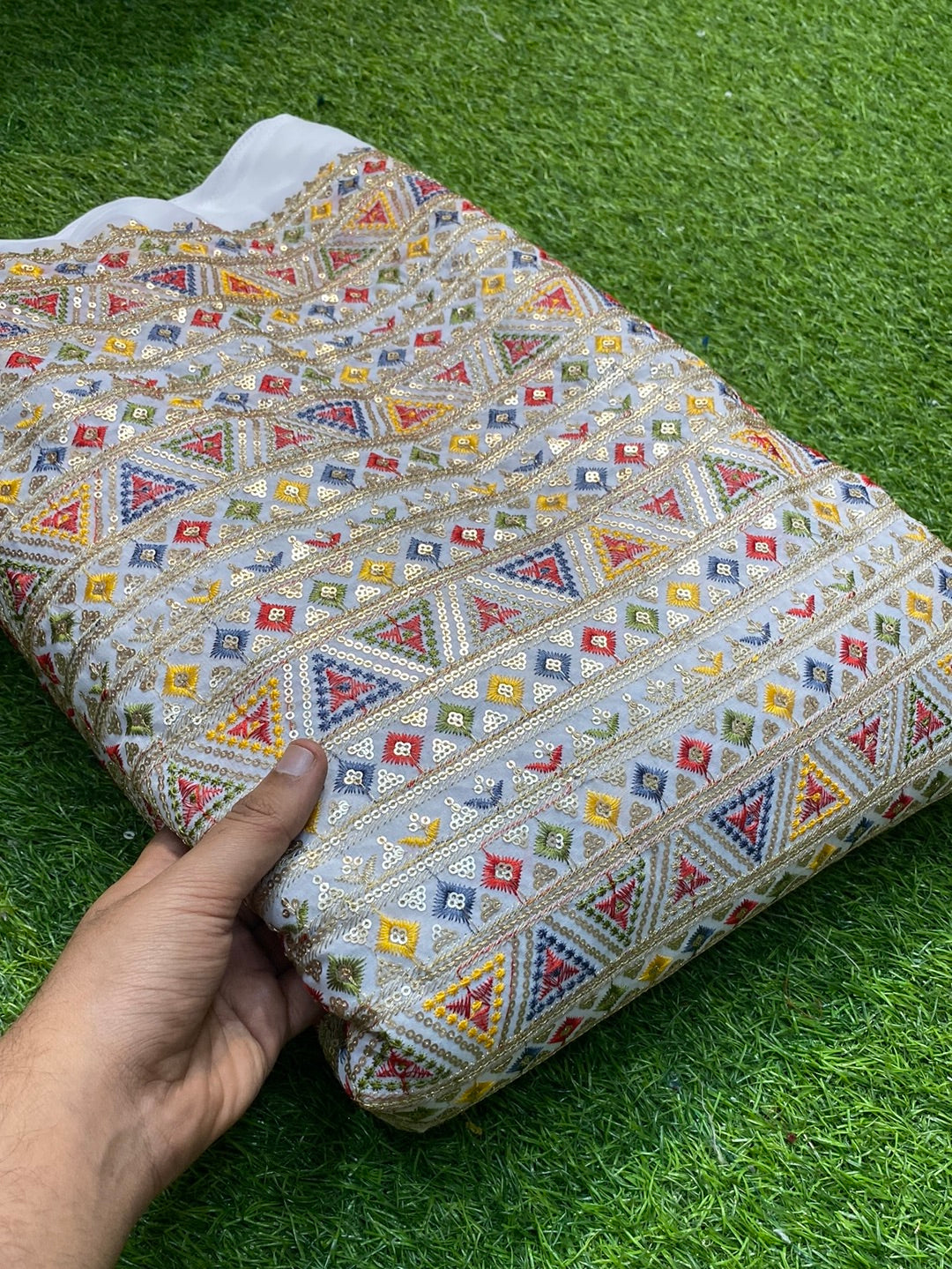 Premium Pure Quality Of Georgette With Multi Color Threads Embroidery