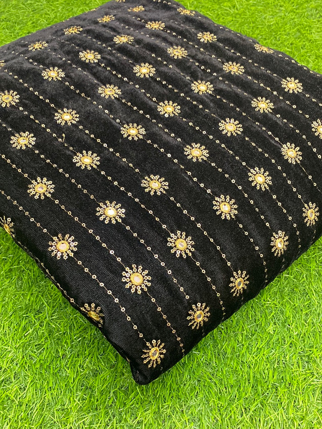 PREMIUM EMBROIDERED Velvet 9000 Fabric On SALE Cut Size Of. 3.40 Meter