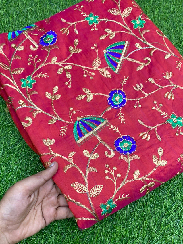 PREMIUM PURE EMBROIDERED SILK FABRIC On SALE Cut Size Of. 4 Meter