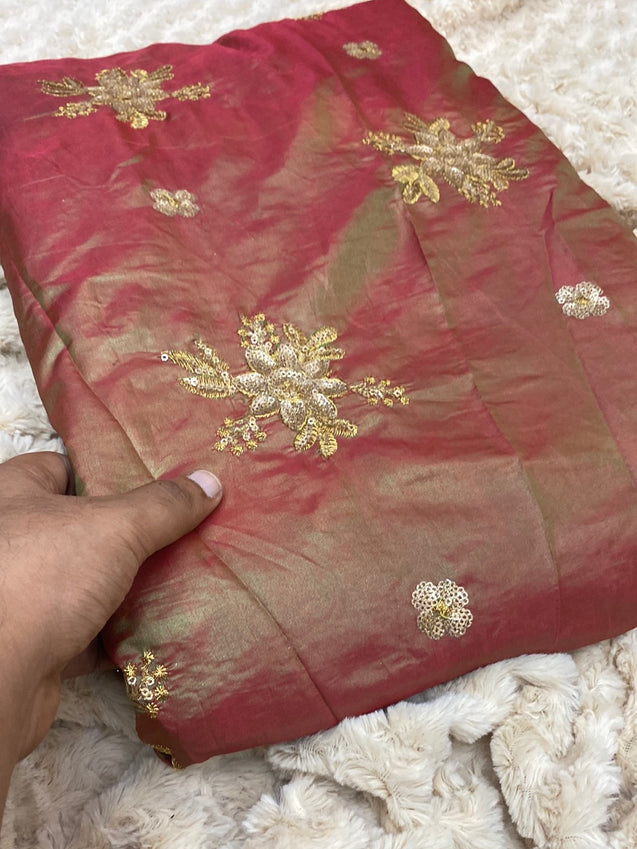 PREMIUM PURE EMBROIDERED SILK FABRIC On SALE Cut Size Of. 6 Meter