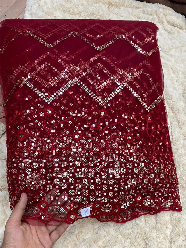 PREMIUM EMBROIDERED NET Fabric On SALE Cut Size Of. 6 Meter