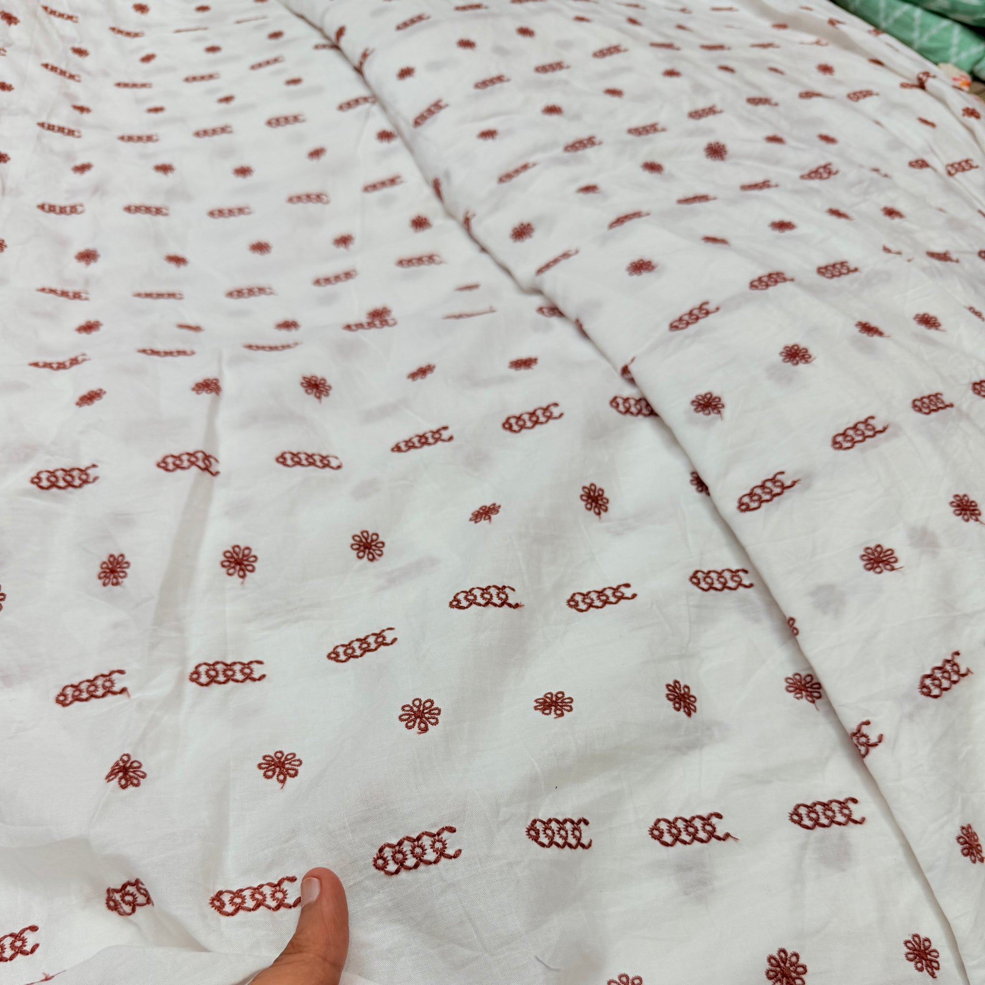 Most Premium Pure Fine Thread Embroidery On Cotton Fabric (Big WIDTH!!)