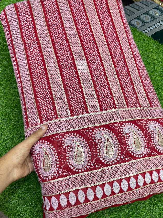 PREMIUM EMBROIDERED GEORGETTE Fabric On SALE Cut Size Of. 4.80 Meter