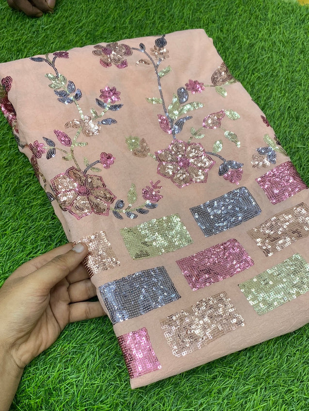 PREMIUM EMBROIDERED Fabric On SALE Cut Size Of. 3 Meter