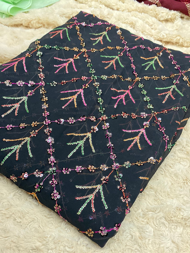 PREMIUM EMBROIDERED GEORGETTE Fabric On SALE Cut Size Of. 4 Meter
