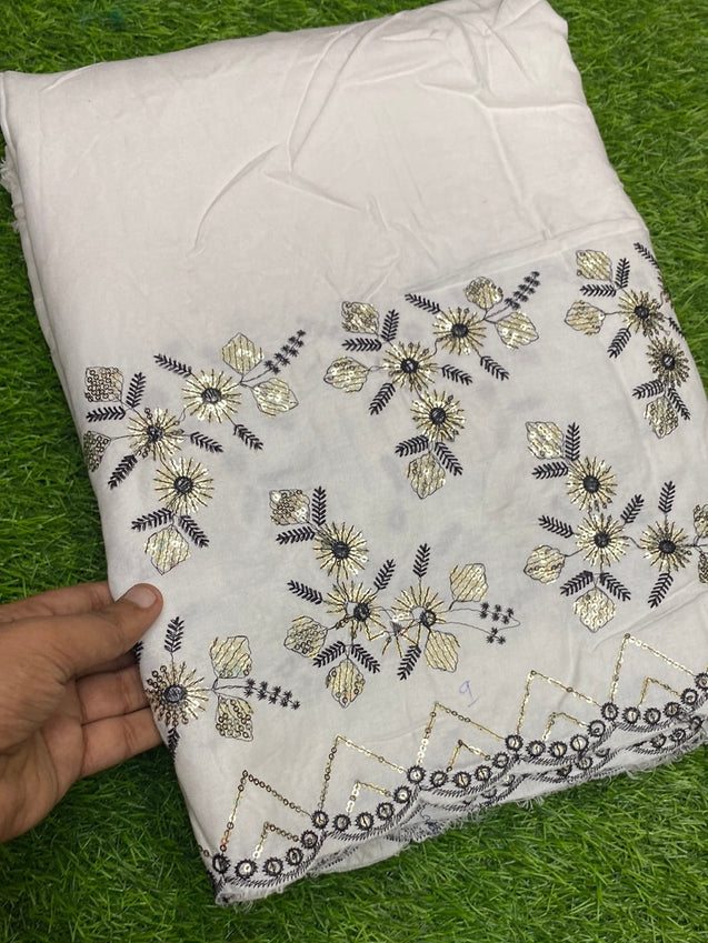 PREMIUM EMBROIDERED COTTON Fabric On SALE Cut Size Of. 4.50 Meter
