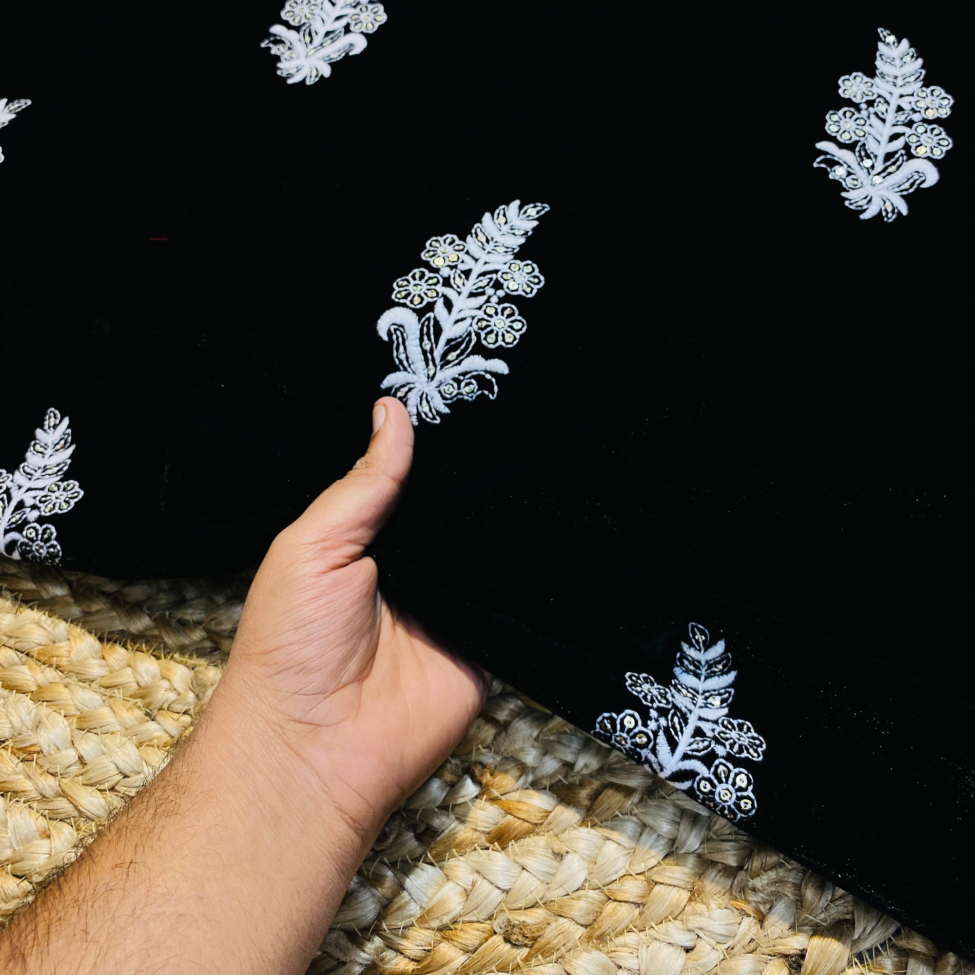 On SALE - Most Premium Velvet 9000 Embroidered FABRICS (2.5 Meter Cut Size)