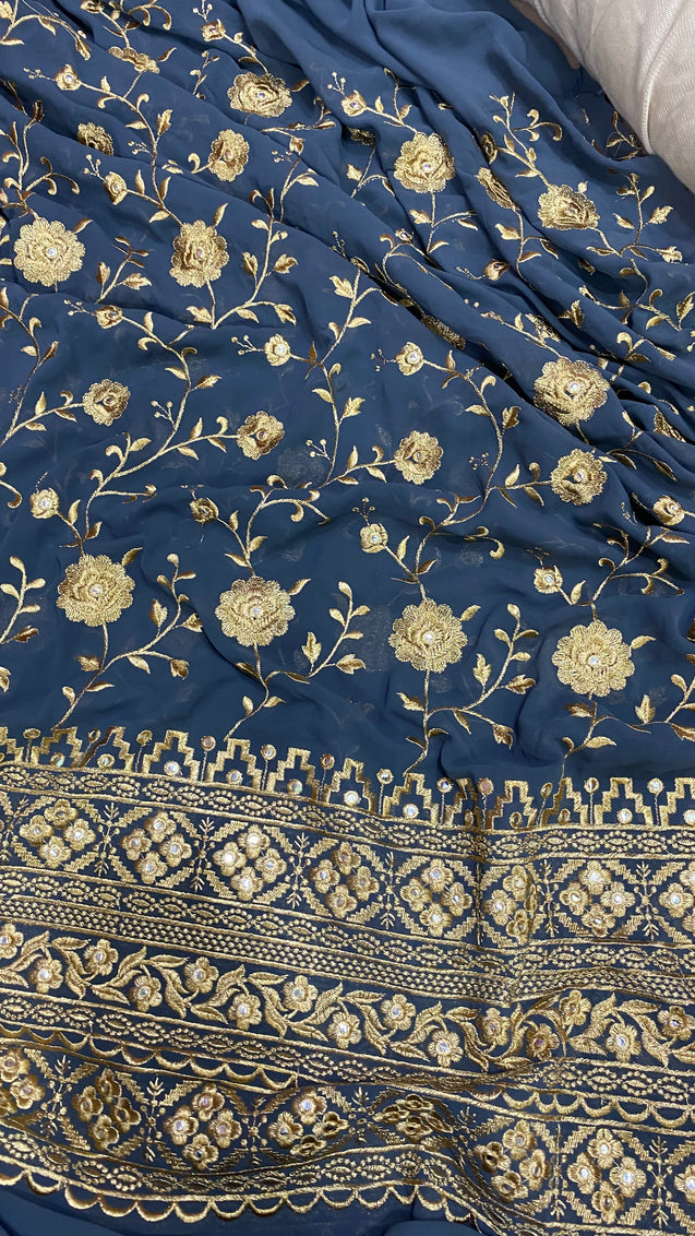 PREMIUM EMBROIDERED GEORGETTE Fabric On SALE Cut Size Of. 1.60 Meter