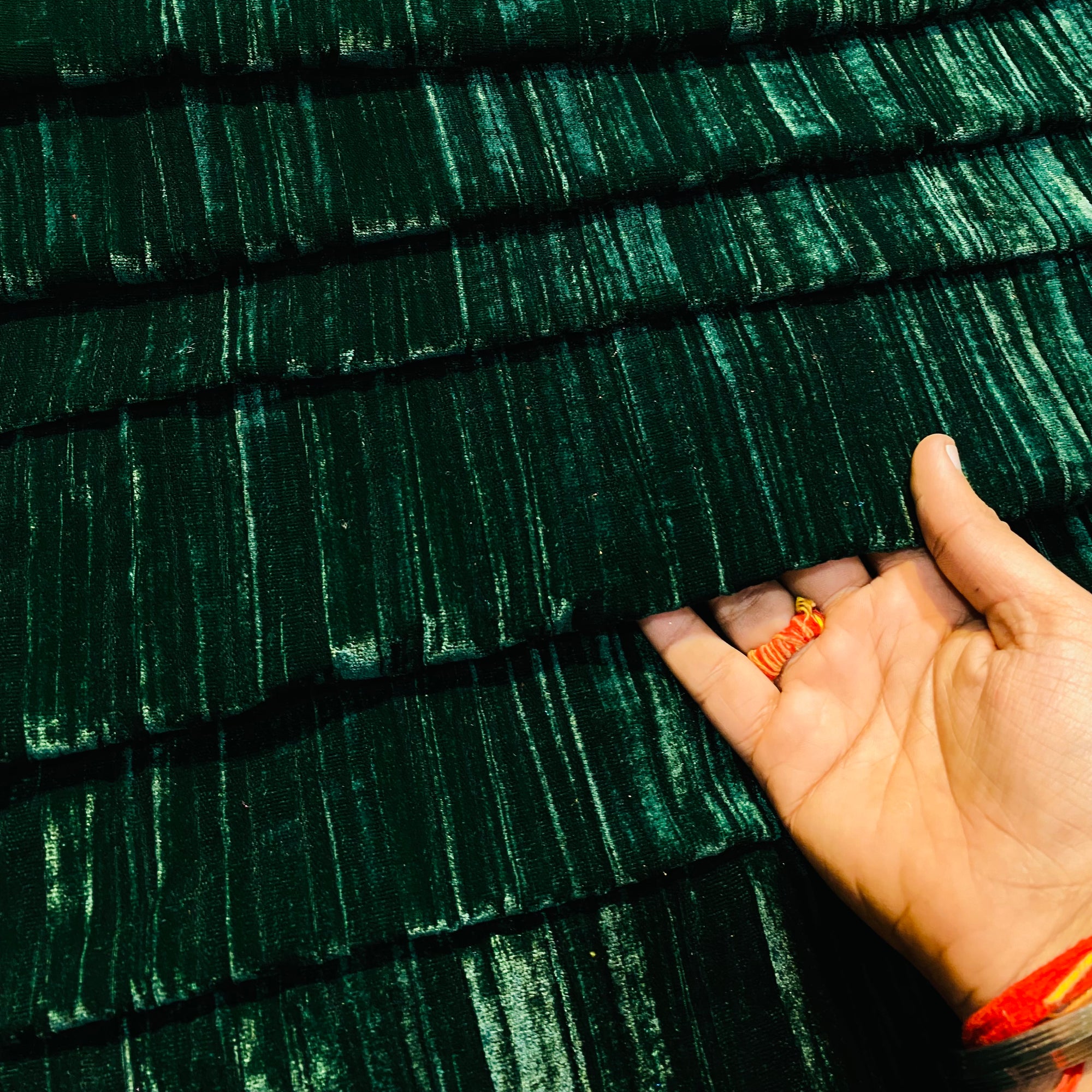 Premium Imported Crushed Velvet 9000 FABRIC - DARK GREEN