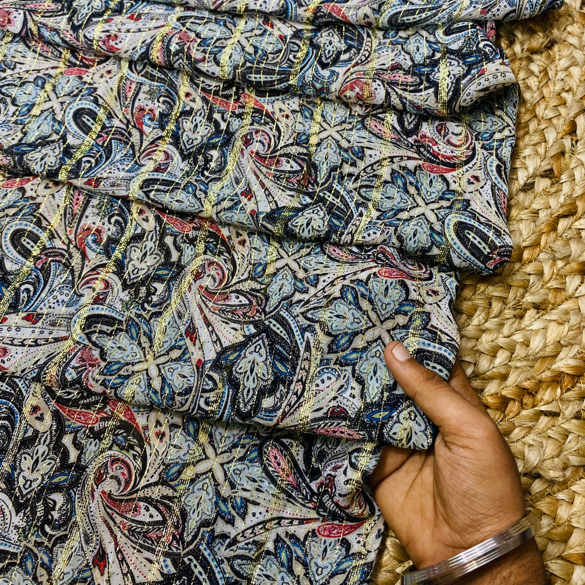 Premium Pure Digital Printed Lurex Viscose Georgette Fabric ( Big WIDTH!! )