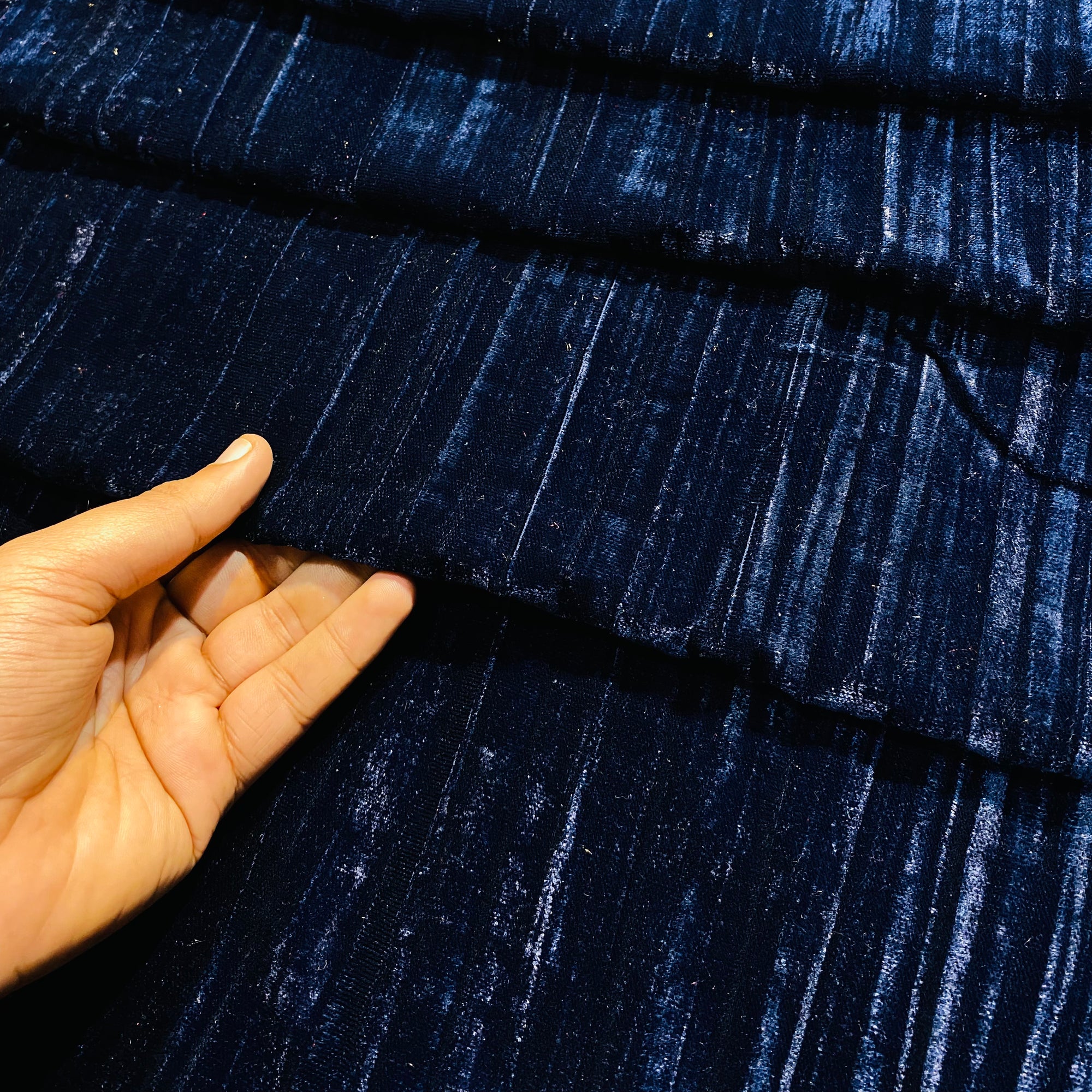 Premium Imported Crushed Velvet 9000 FABRIC - DARK BLUE