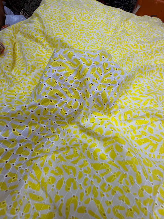 Most Premium Pure Cotton PRINTED Chikankari FABRIC (Big Width)
