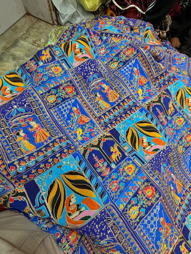 Most Premium RAJA RANI Design On Natural Crepe FABRIC