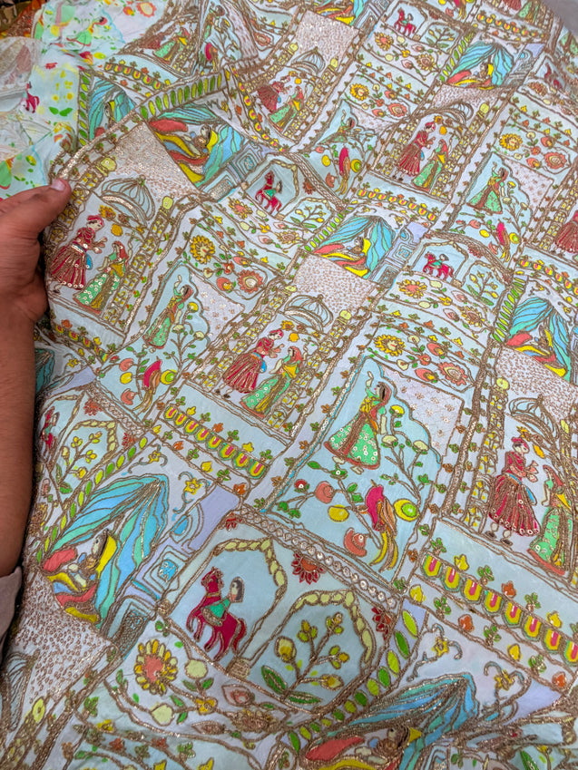 Most Premium RAJA RANI Design On Natural Crepe FABRIC