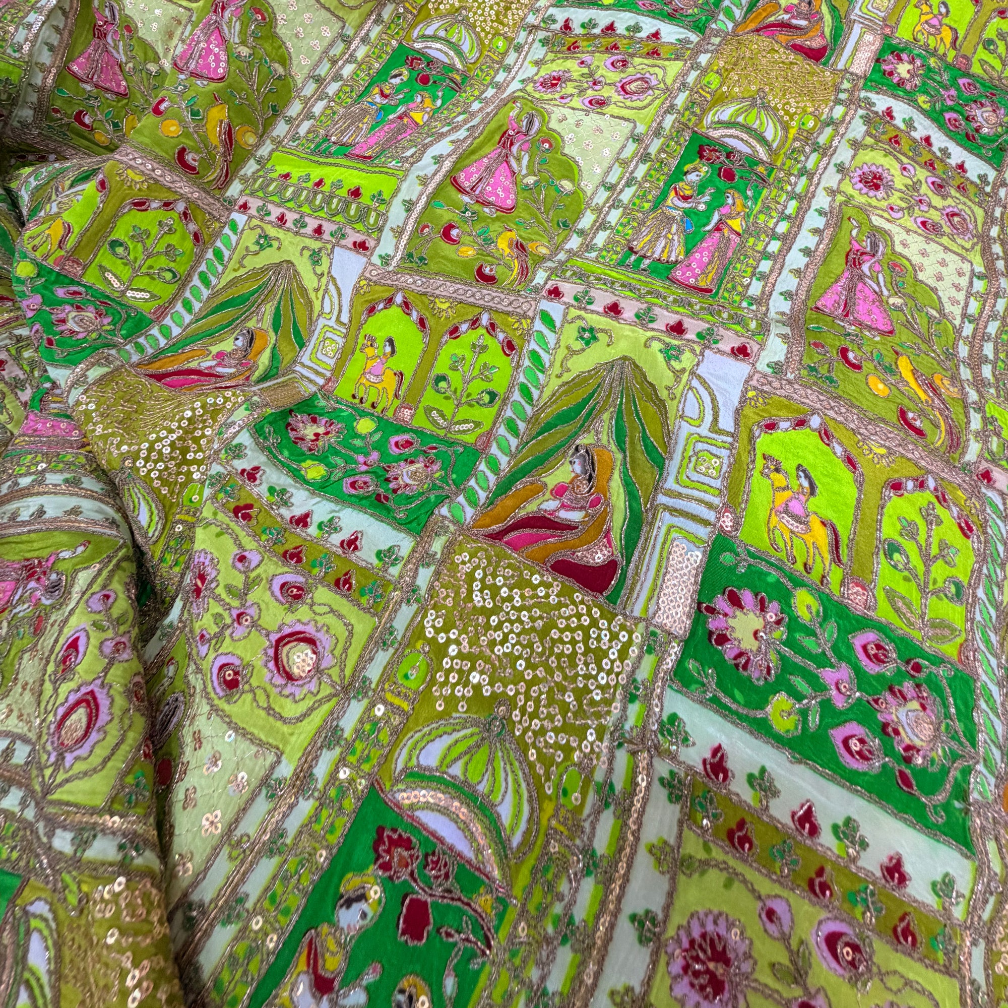 Most Premium RAJA RANI Design On Natural Crepe FABRIC