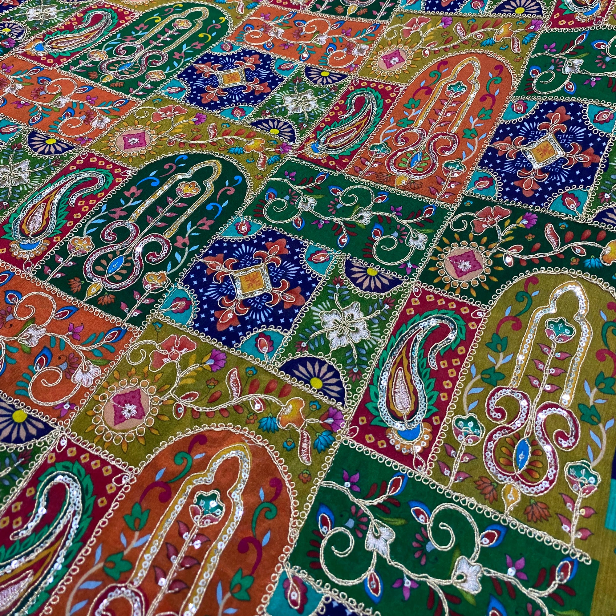 Premium Pure Quality Of CHINON CHIFFON With Fine Zari & Position ( GREEN )