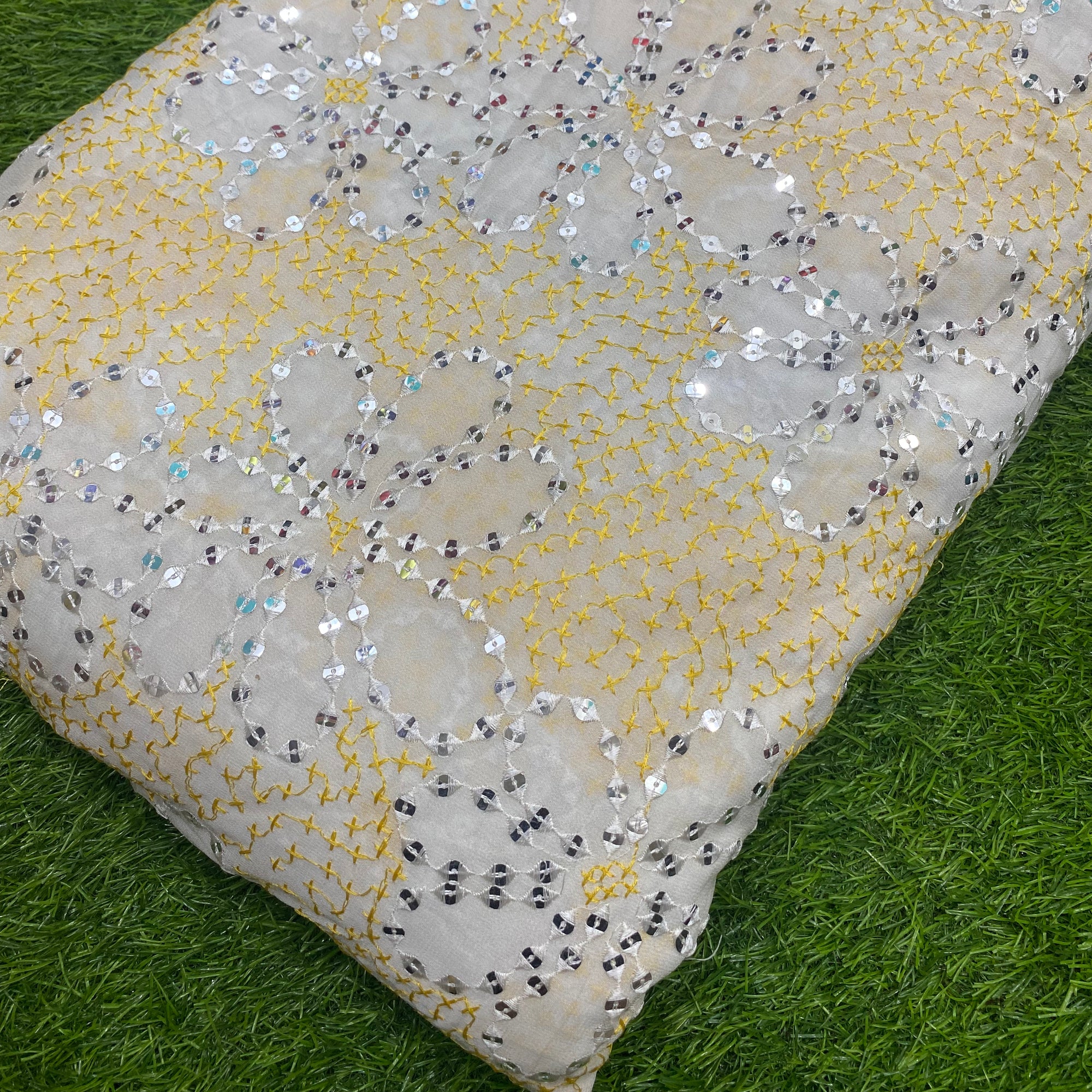 Premium Pure Viscose Dyeable Quality Of Georgette With Sequin Embroidery