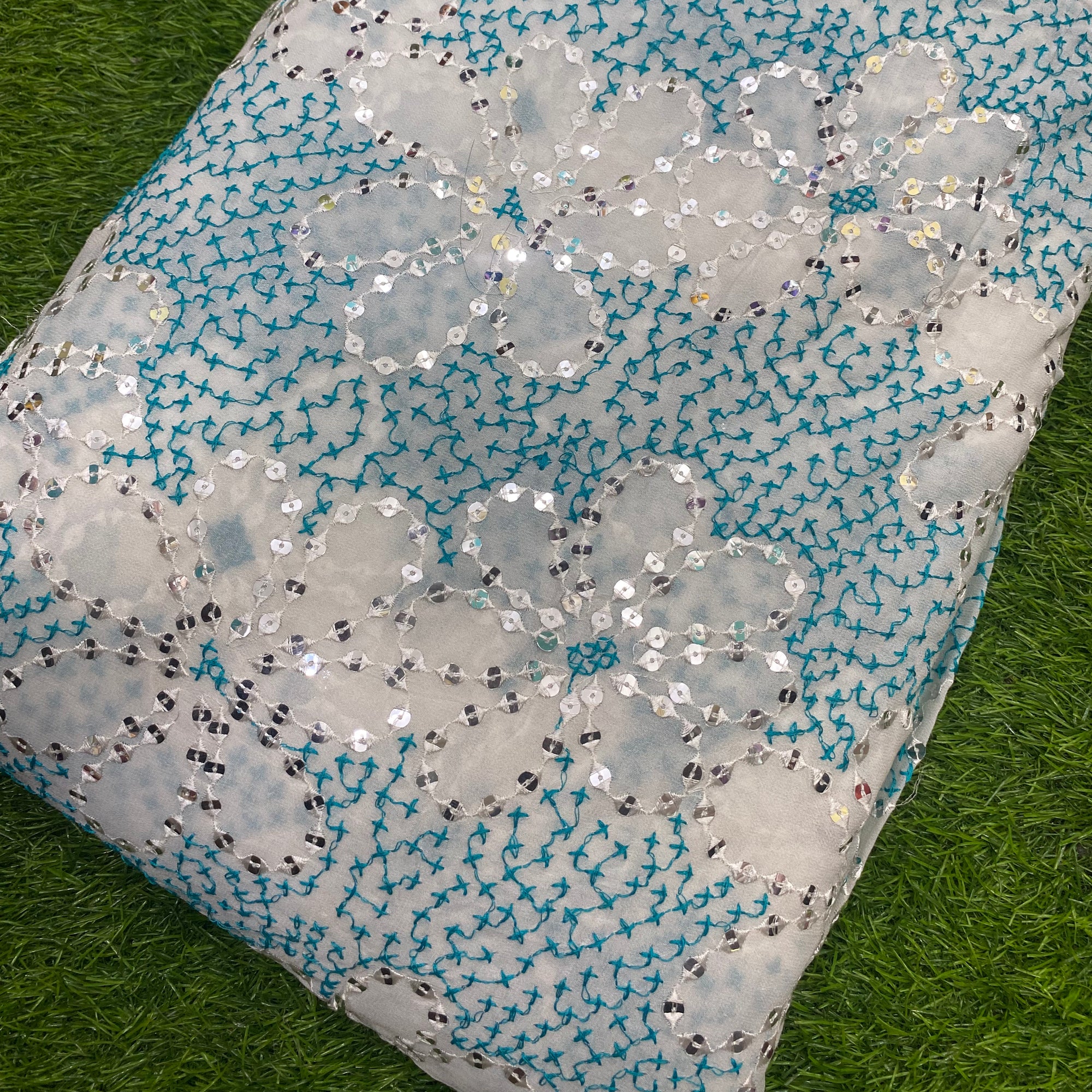 Premium Pure Viscose Dyeable Quality Of Georgette With Sequin Embroidery