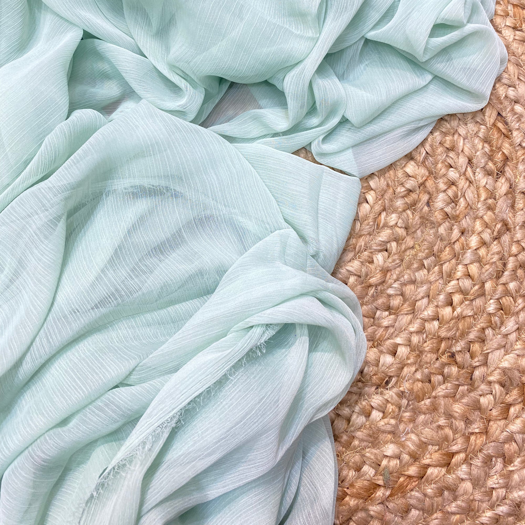 Most Premium Quality Of Pure Chinon Chiffon Fabric - Big Width (Blue)