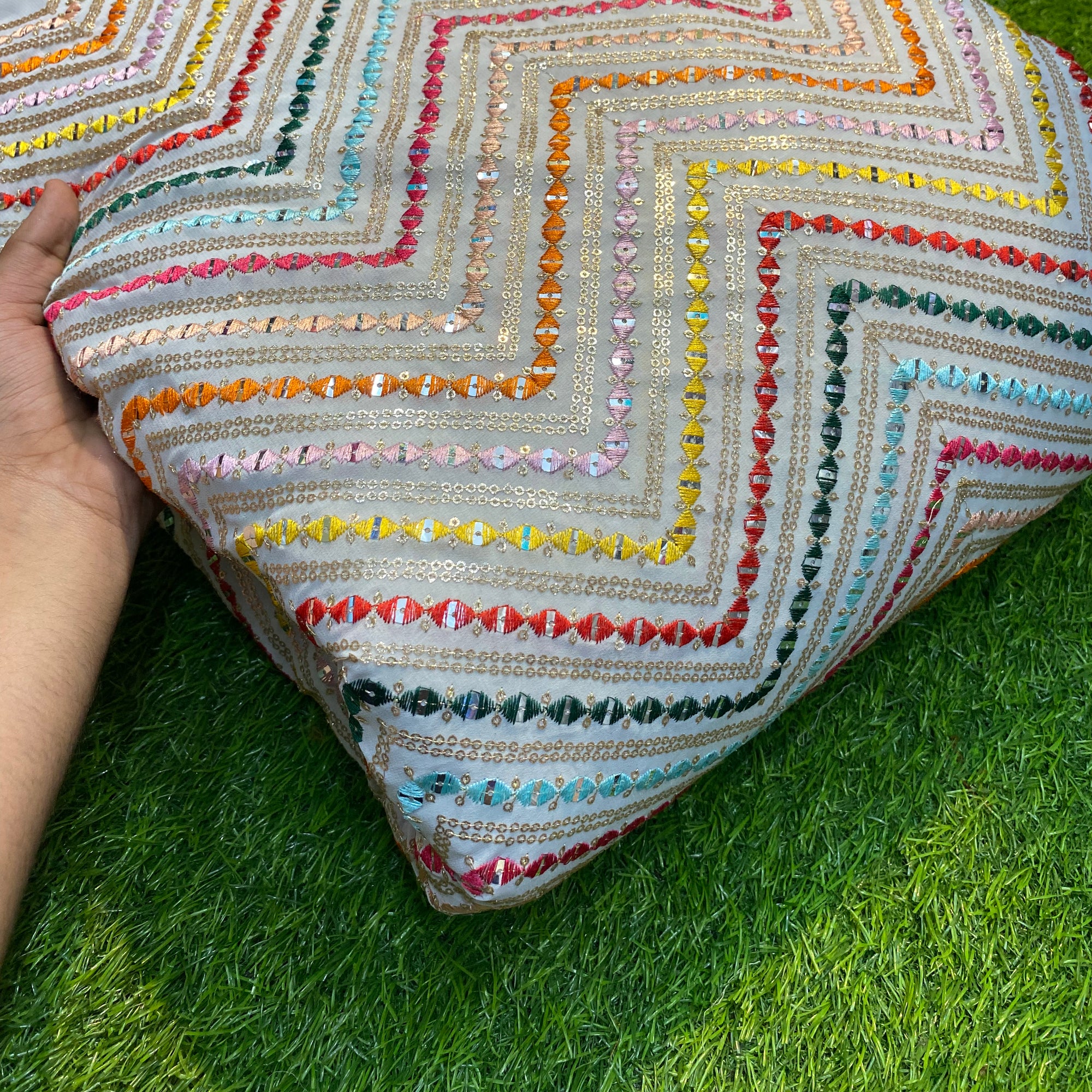 Premium Pure Quality Of Georgette With Zara sequin ( CREAMY )