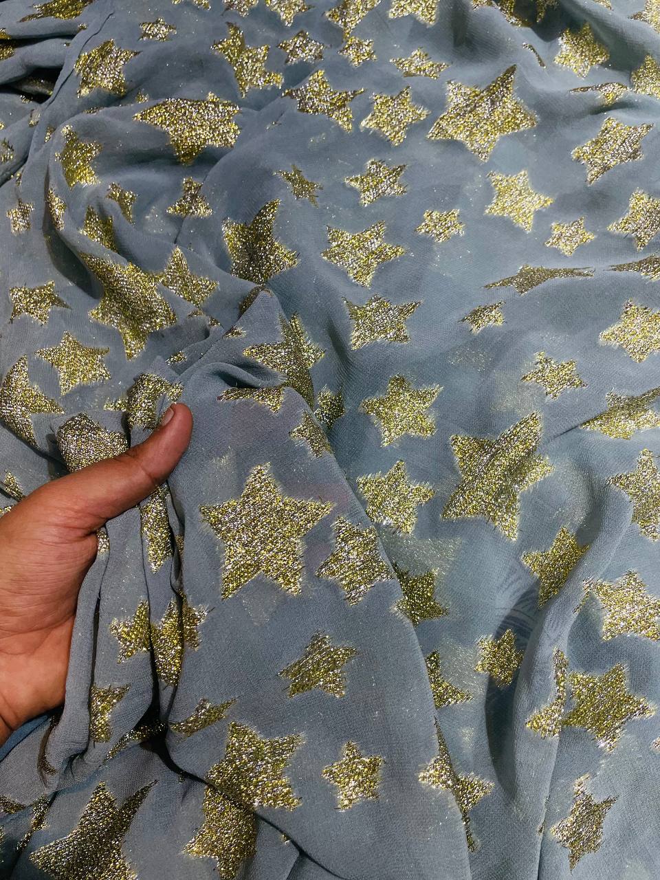 Premium Pure Viscose Georgette Fabric With Fine Zari Weaving (Big WIDTH!!)