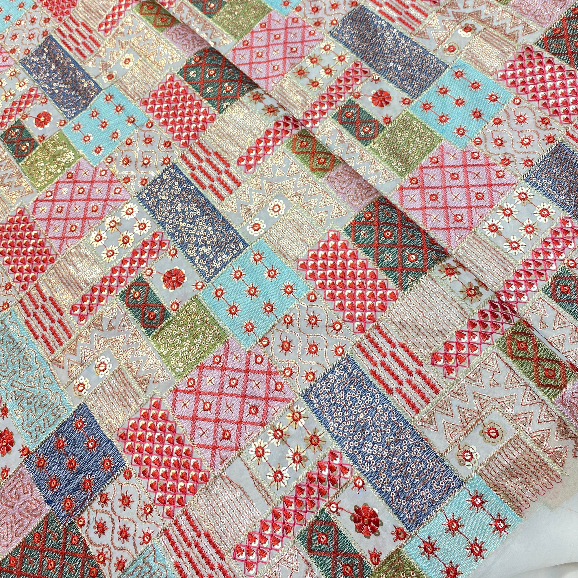 Premium Pure Quality Of Georgette With Multi Color Threads Embroidery ( CREAMY WHITE )