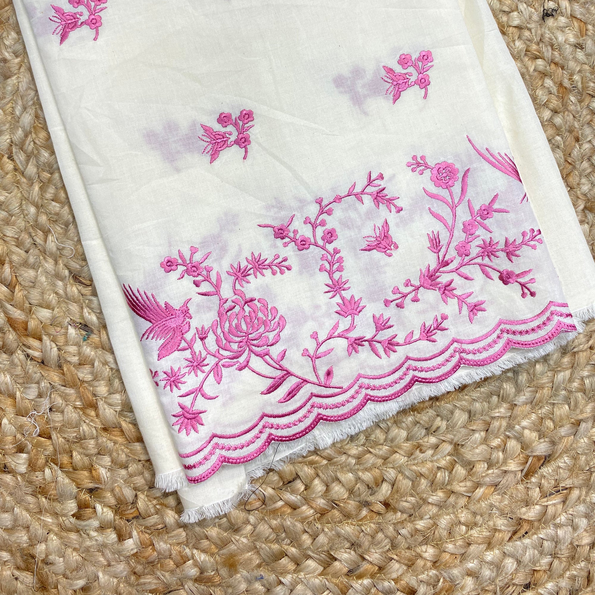 (SALE Prices) Most Premium Pure Quality Of Kora Cotton Fabric - Fine Thread Embroidery