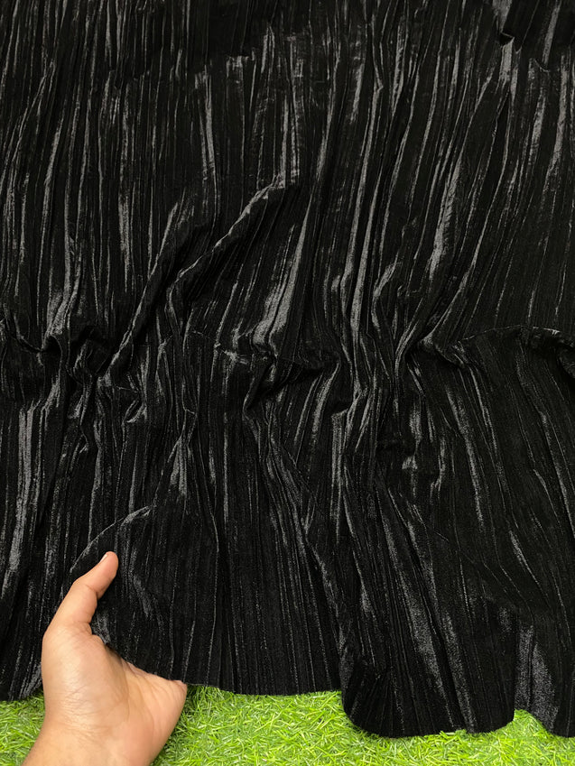 Most Premium Quality Imported 11000 Crushed Velvet ( Dark BLACK )