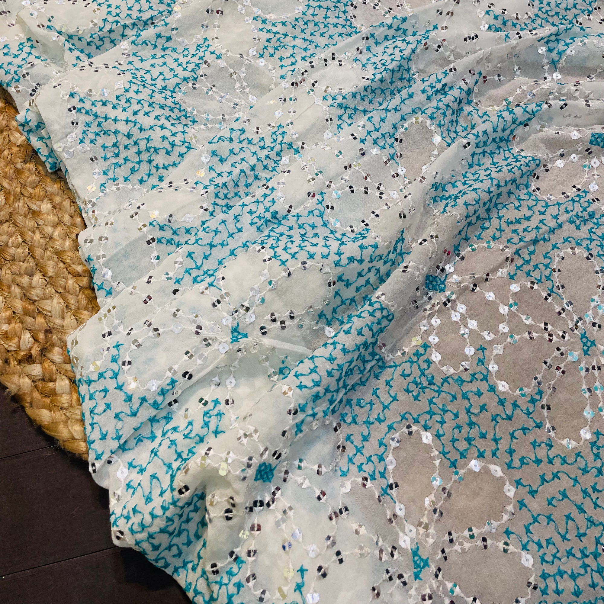 SALE Prices - Premium Quality Georgette Fabric With Sequin Embroidery