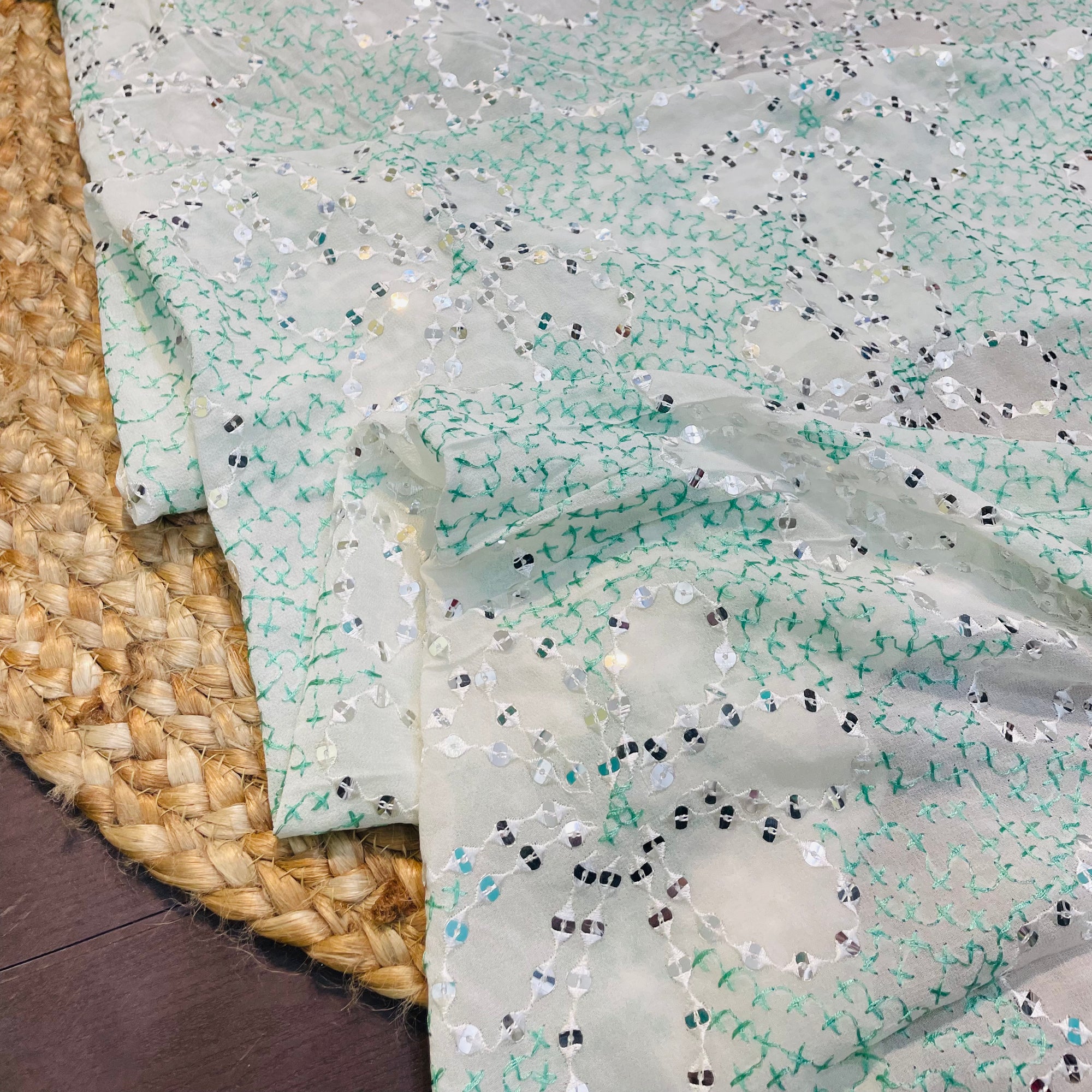 SALE Prices - Premium Quality Georgette Fabric With Sequin Embroidery