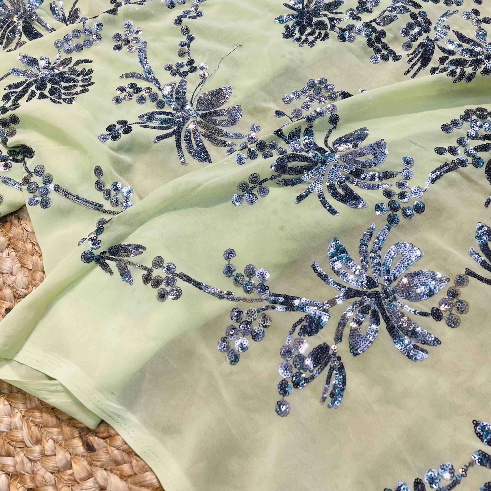 SALE Prices - Premium Quality Georgette Fabric With Sequin Embroidery