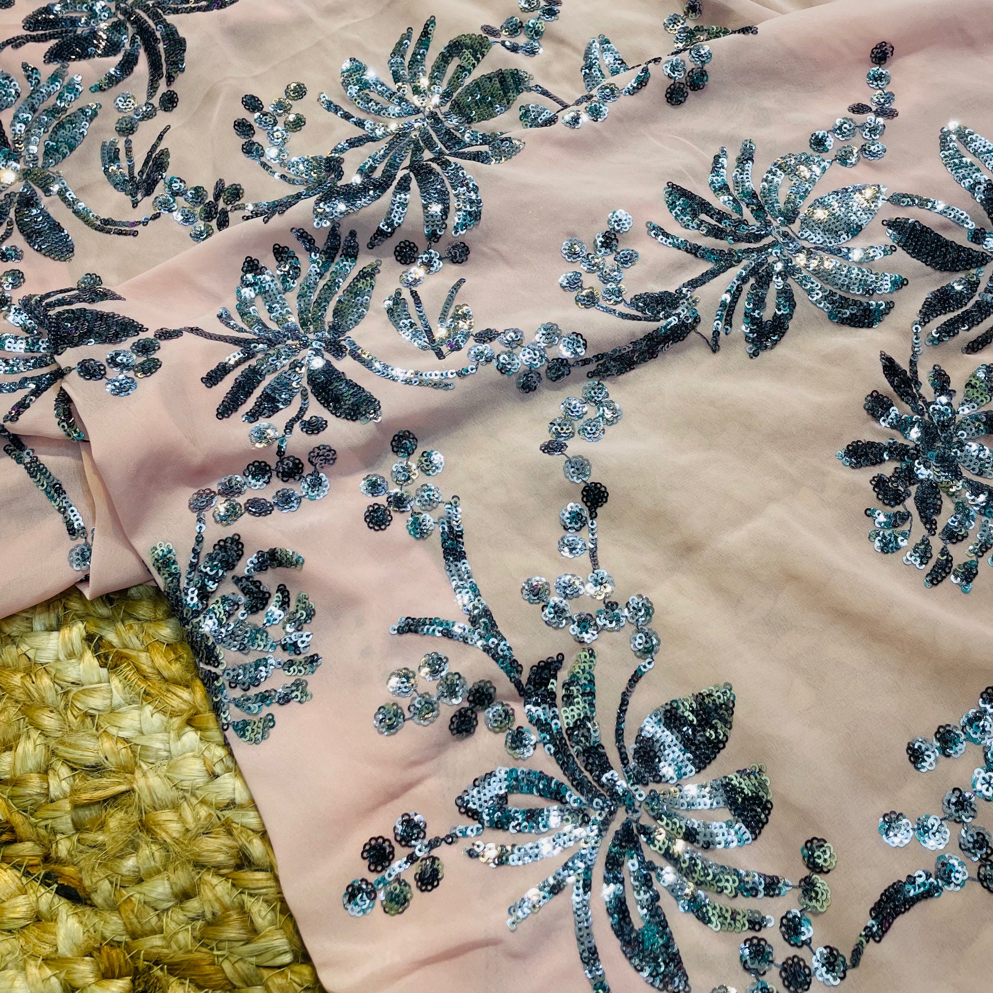 SALE Prices - Premium Quality Georgette Fabric With Sequin Embroidery