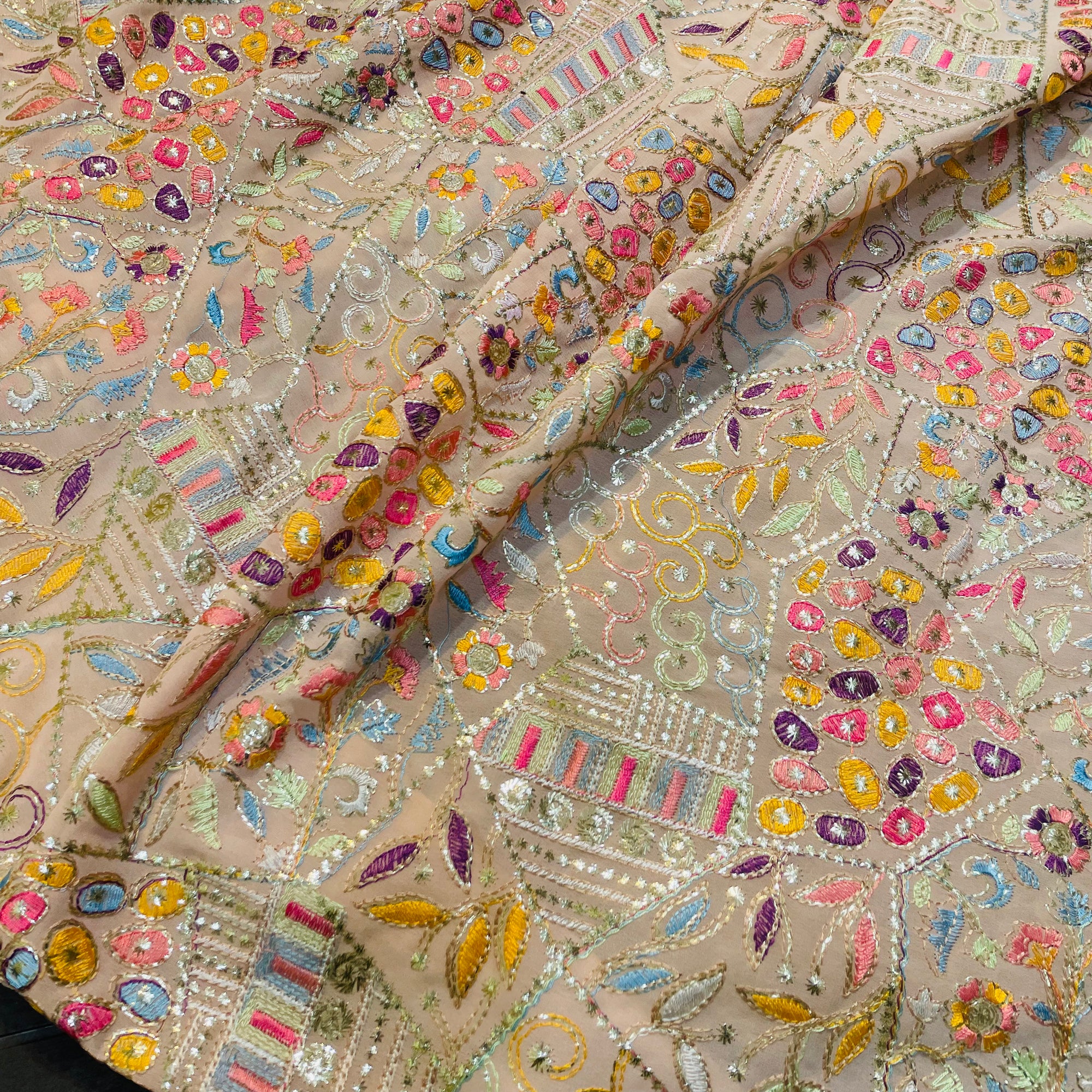 SALE Prices - Premium Quality Georgette Fabric With Fine Zari Embroidery