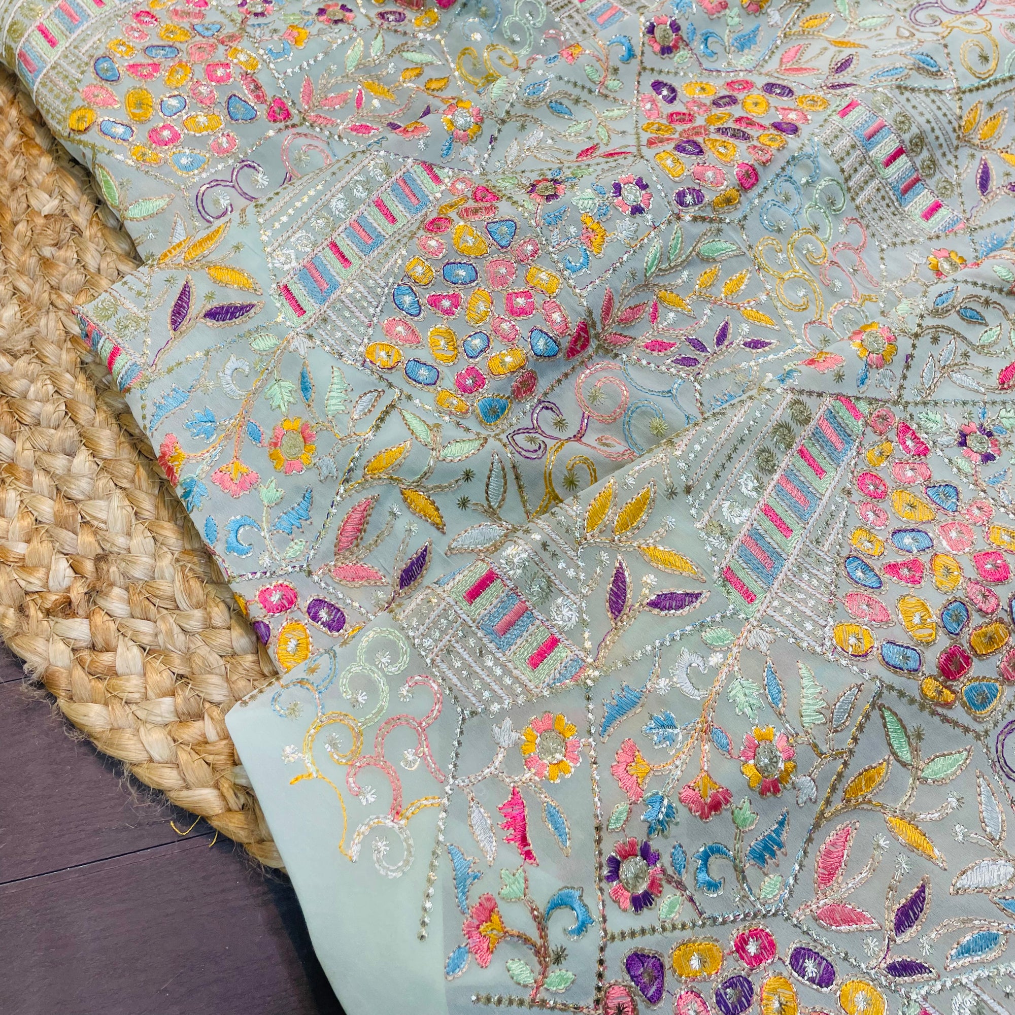 SALE Prices - Premium Quality Georgette Fabric With Fine Zari Embroidery