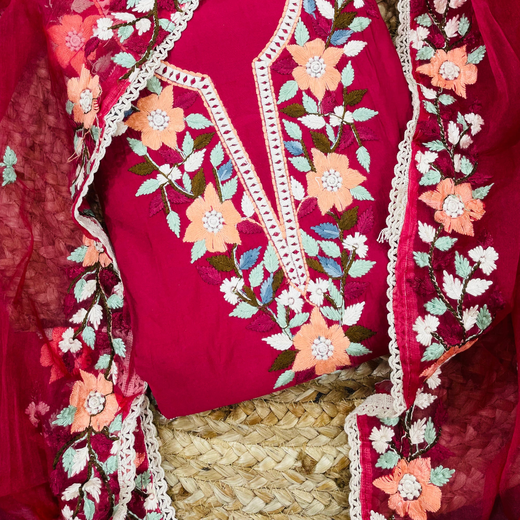 Most Premium Fine Kashmiri Embroidery Suit On Pure Cotton Fabric ❤️