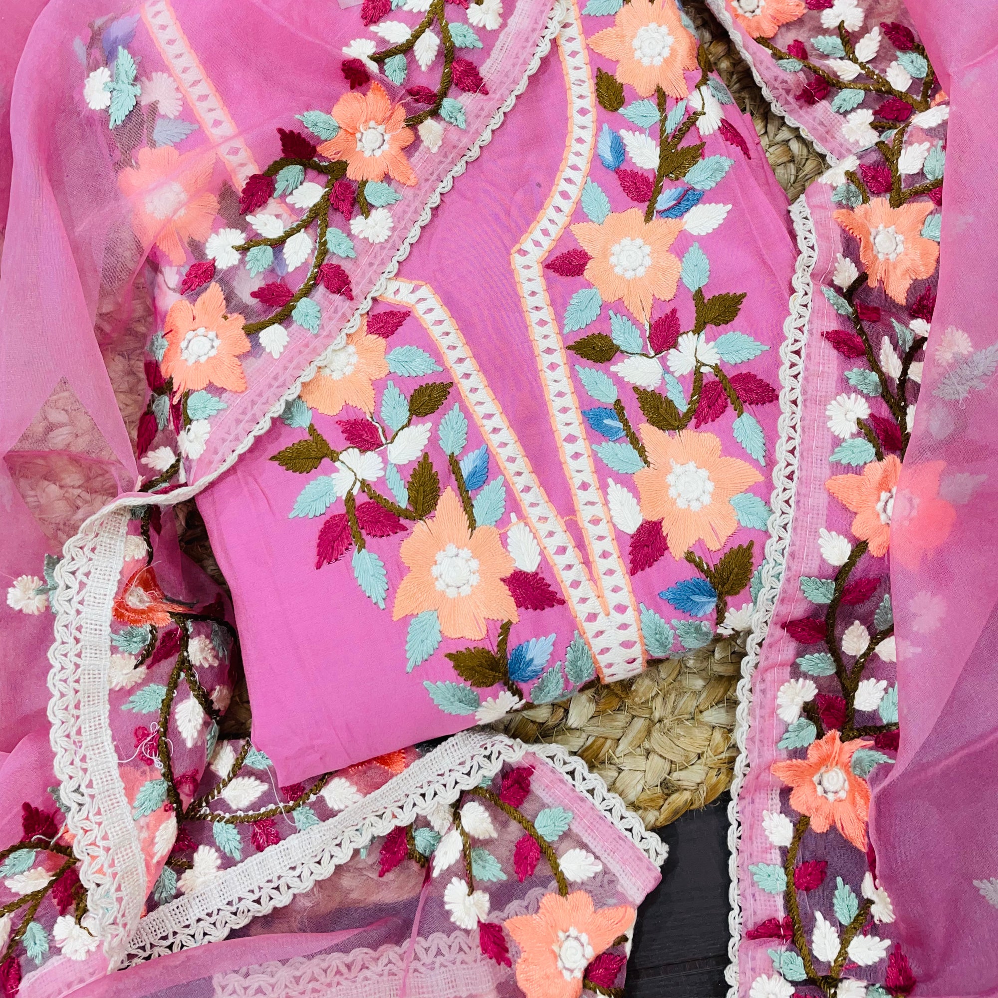 Most Premium Fine Kashmiri Embroidery Suit On Pure Cotton Fabric ❤️