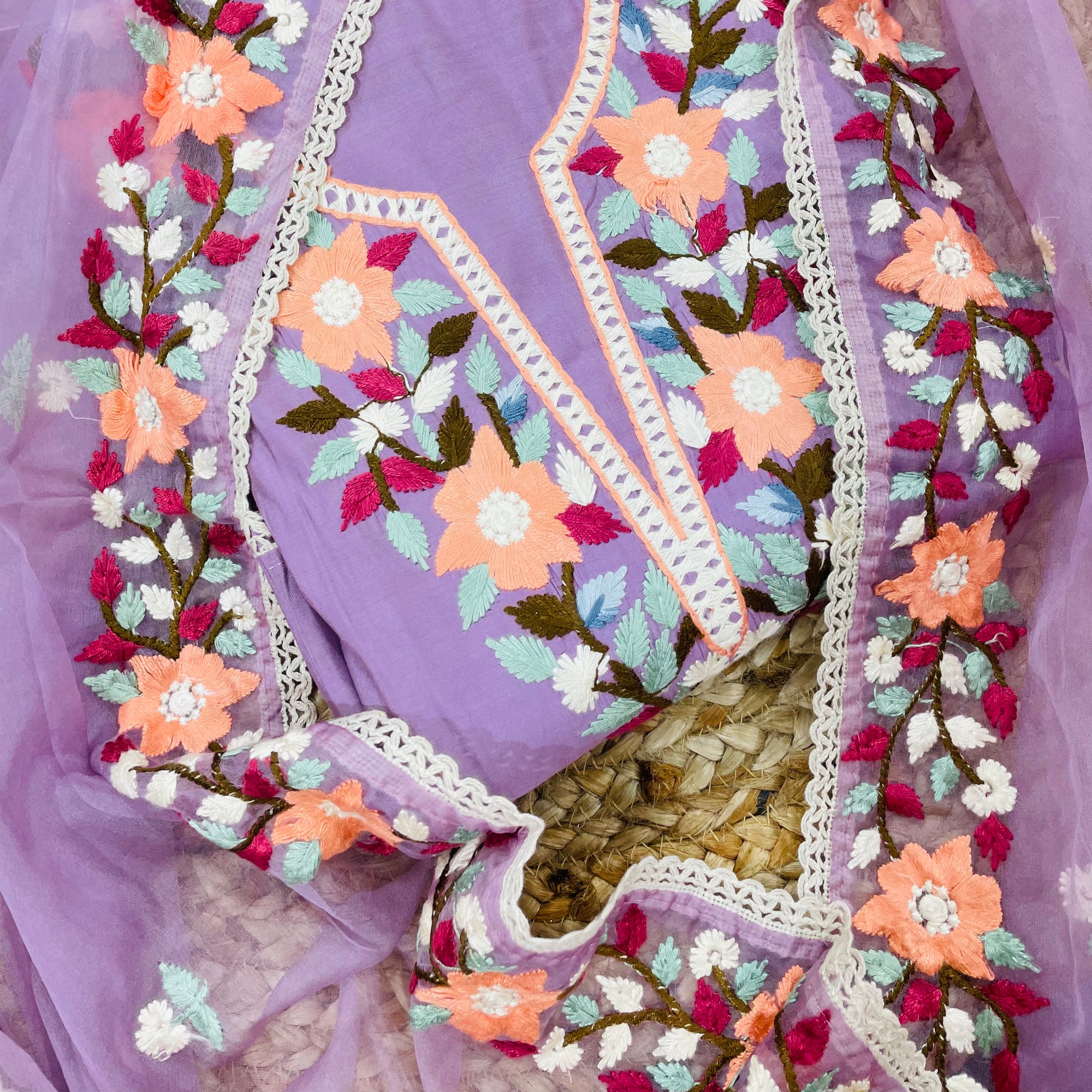 Most Premium Fine Kashmiri Embroidery Suit On Pure Cotton Fabric ❤️