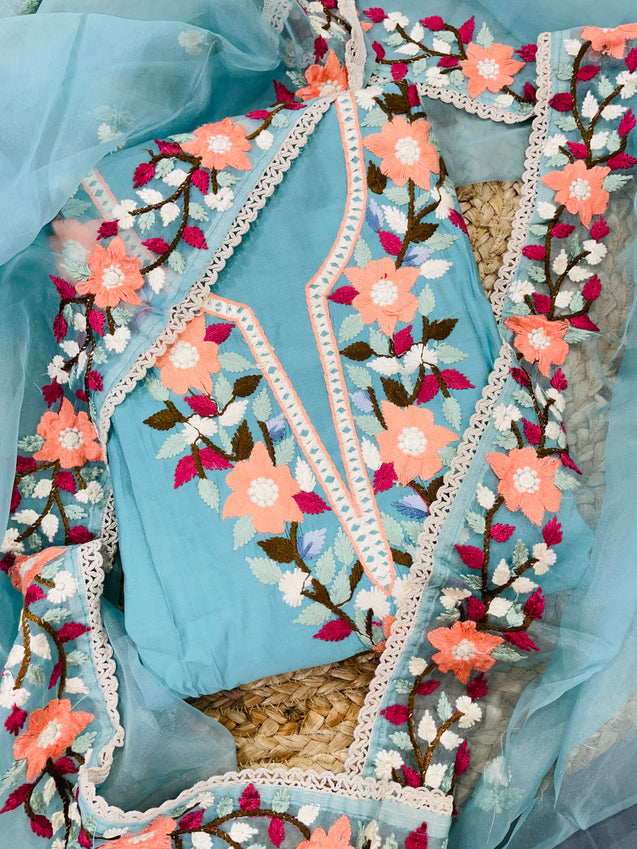 Most Premium Fine Kashmiri Embroidery Suit On Pure Cotton Fabric ❤️