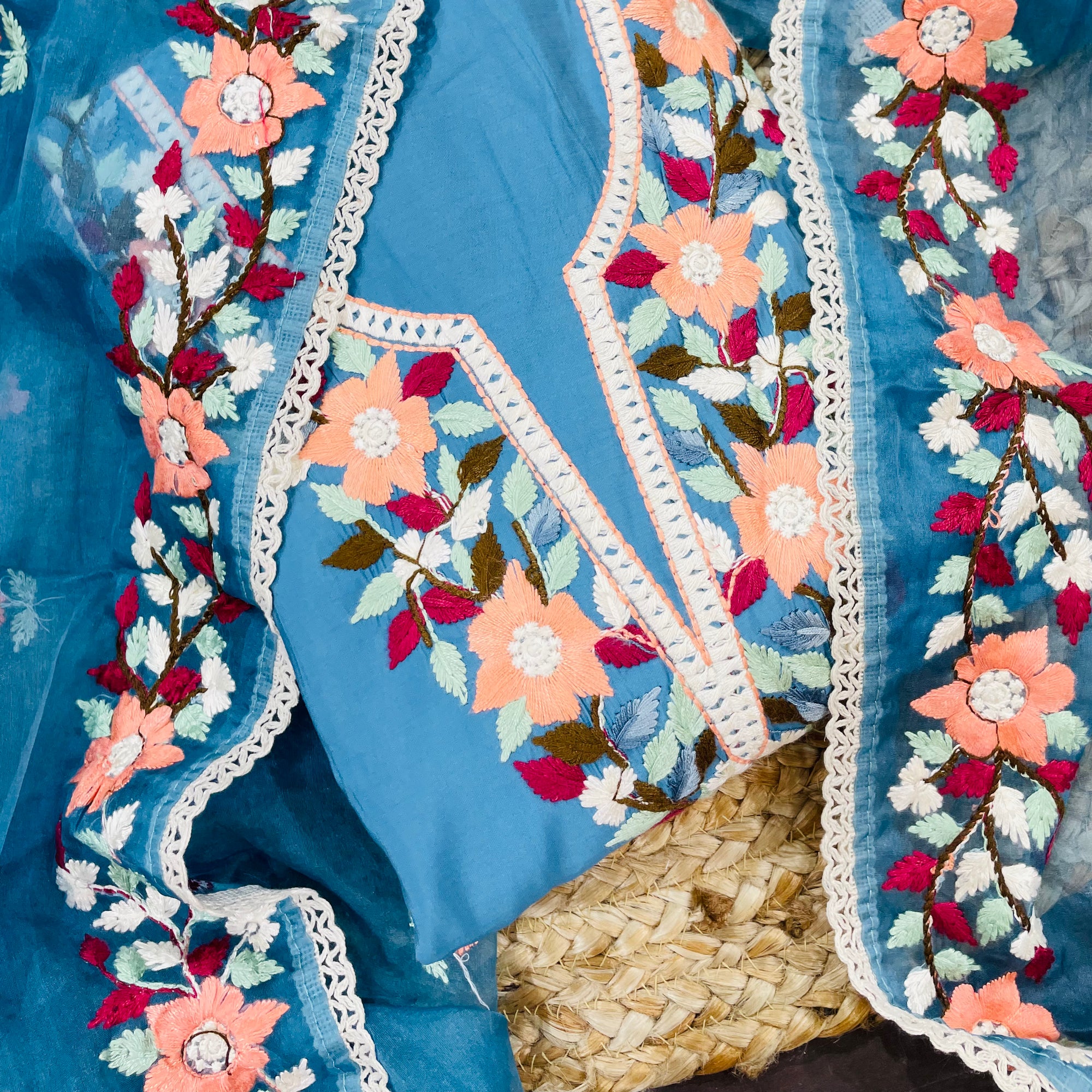 Most Premium Fine Kashmiri Embroidery Suit On Pure Cotton Fabric ❤️