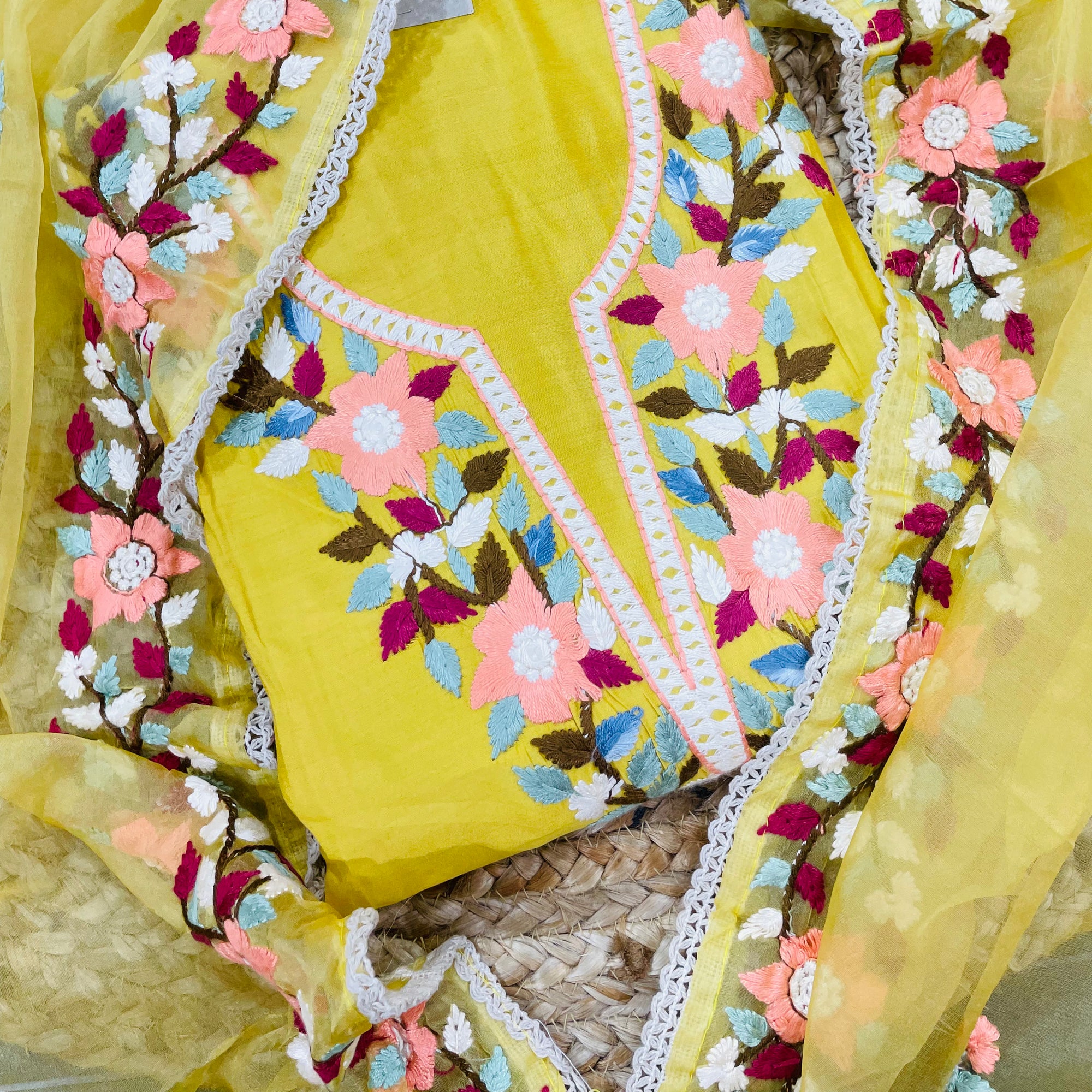 Most Premium Fine Kashmiri Embroidery Suit On Pure Cotton Fabric ❤️