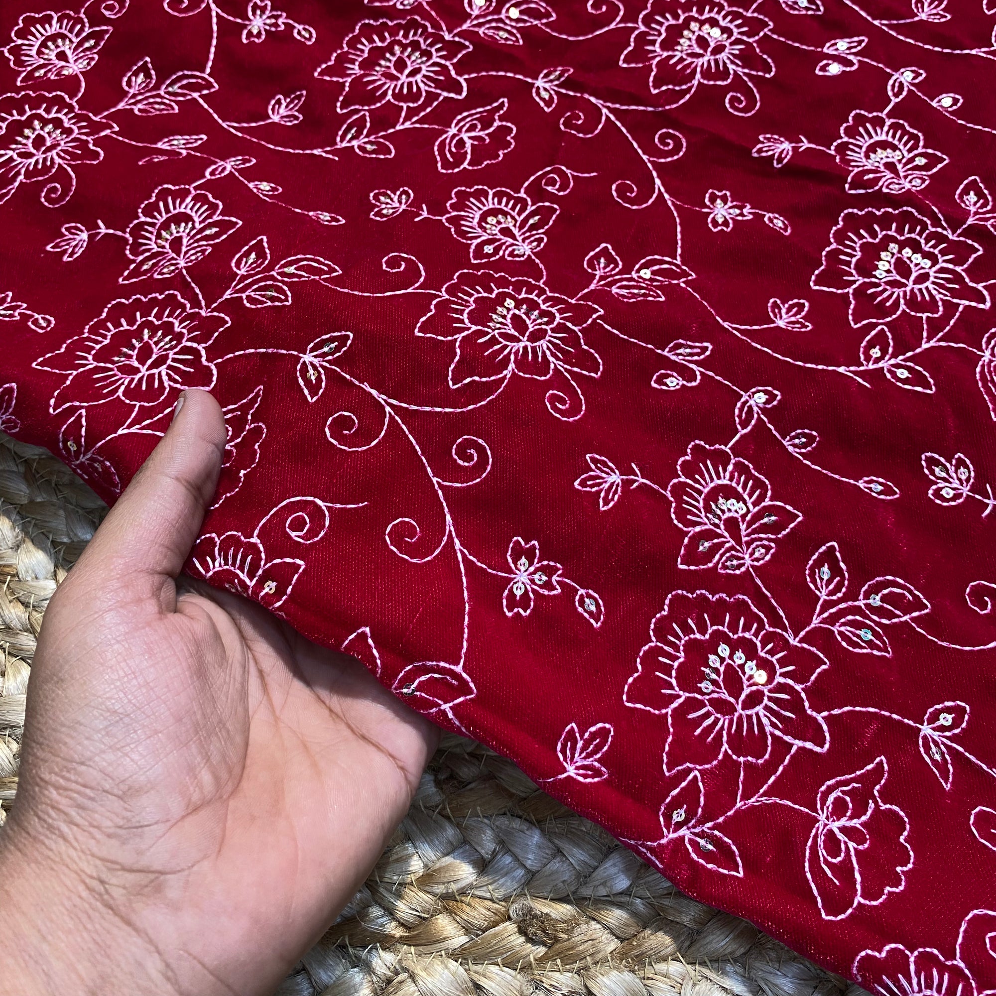 On SALE - Most Premium Velvet 9000 Embroidered FABRICS (2.5 Meter Cut Size)